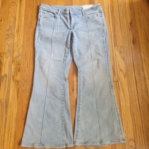 American Eagle Super Lowrise Flare Stretch Light Blue Flared Women Jeans Size 14